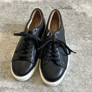Hush Puppies Bounce Plus Shoes Womens 7 M Black Leather Sneakers Lace Up